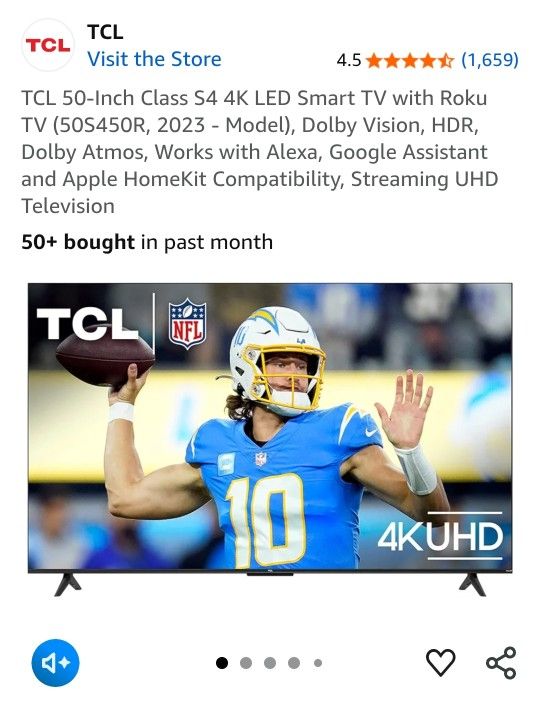 50" Big Screen TV TCL UHD RARELY USED!