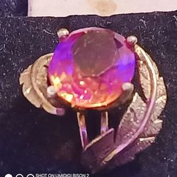 14k solid gold cocktail ring featuring MASSIVE lab grown Alexandrite