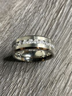 Tiffany Style Lab Diamonds Stainless Steel Band Sizes 8,9,10,11,12 Available.