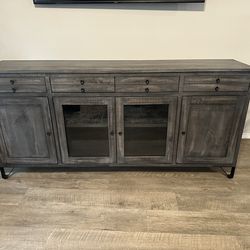 80 in 4 Door TV Console W/Shelves