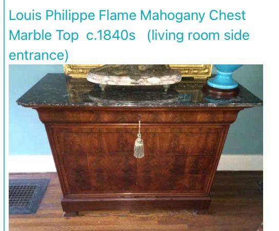 Louis Philippe Flame Mahogany Chest Marble Top c.1840s
