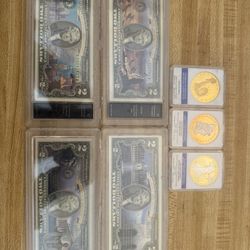 4 -2 Dollars Bills, Pennsylvania, Arizona National World War Ii Memorial Note In Lincoln Memorial Note