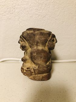 Vintage Mexican Rustic Clay Folk Art Pottery Sculpture with Monkey Image 5” tall Thumbnail