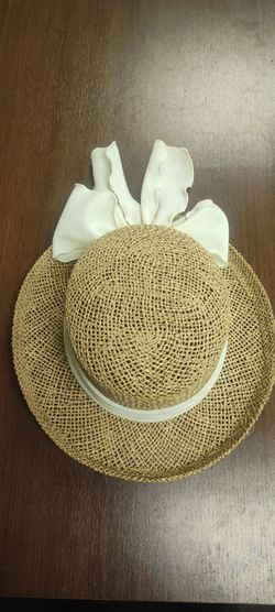 Straw Sun Hat with White Bow