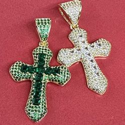 Micro-pave Settings simulated vvs diamonds stones cross pendant✨✨✨