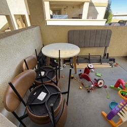 Table, Chairs, Full Size Bed Frame 