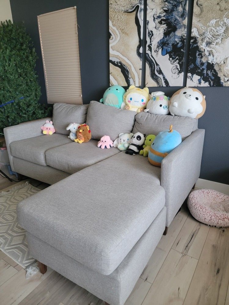 Small  Light Gray L-Shape Couch