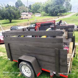 Single Axle 4x8 Utility Trailer with Wooden Sides