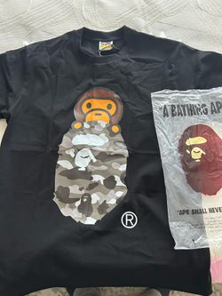 BAPE A Bathing Ape Baby Milo Camo Ape Head Graphic Tee Black Medium
