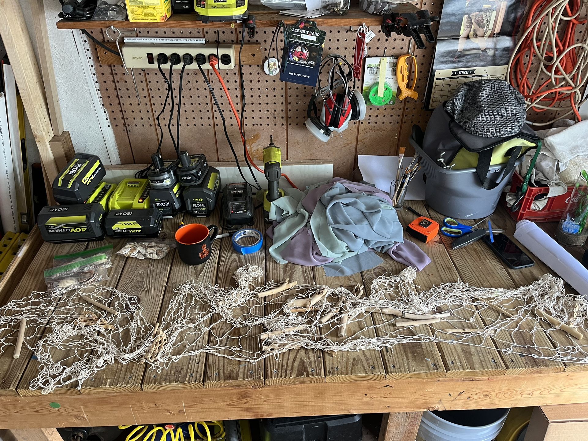 Net With Shells And Drift Wood About 9 Ft