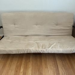 Black Metal Futon With Beige Mattress