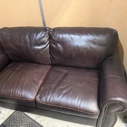 Matching Leather Loveseat And Chair