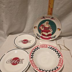 "Coca-Cola" Lot of 4 porcelain collectable dishes  vintage