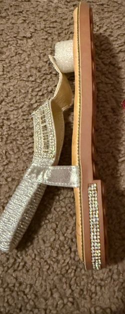 Silver Rhinestone Flat Sandals