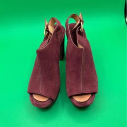 Micheal Kors Buckle Stacked Block Heel Suede Sandals