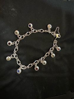 James Avery 10 Gemstone Remembrance Charm Bracelet Sterling Silver 925 $1676 Ret