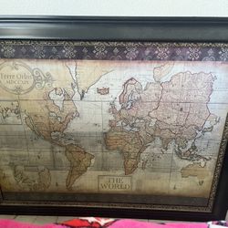 Large Frame The World  Map 