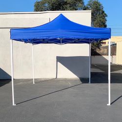 New $99 Heavy-Duty 10x10 FT Outdoor Ez Pop Up Canopy Party Tent Instant Shades w/ Carry Bag (White/Blue)