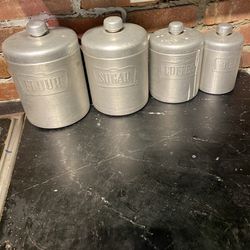 Vintage Kitchen Stainless Steel Canister Set