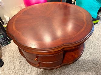 American Signature Round 6 Drawer Coffee Table its big and solid wood