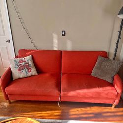 Orange Futon No Throw Pillows (easy Garage Pickup)