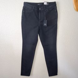 NWT Simply Vera Vera Wang Jeans Women Size 12 Skinny Black Mid Rise Pockets 