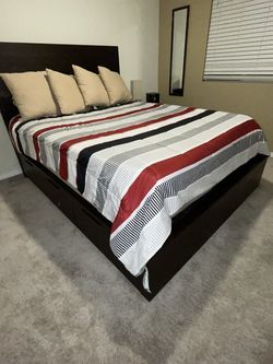 Queen Bed with Storage and mattress