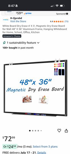 Magnetic 4ftx3ft whiteboard