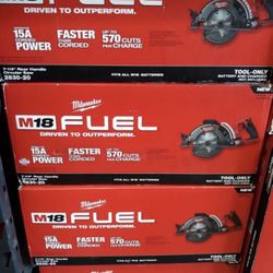 Milwaukee New 71/4” Circular Saw M18 Fuel Brushless -rear Handle ( Tool Only)$260 Each One 