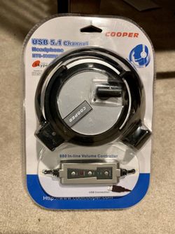 NEW COOPER USB 5.1 CHANNEL HEADPHONE w/ IN-LINE VOLUME CONTROLLER