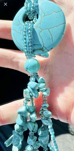26 Inch Long Necklace Magnesite Turquoise A1440