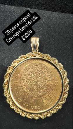Modena de 20 pesos original 22k  con bezel de 14k