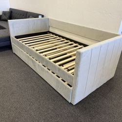Twin Trundle Bed In Beige 