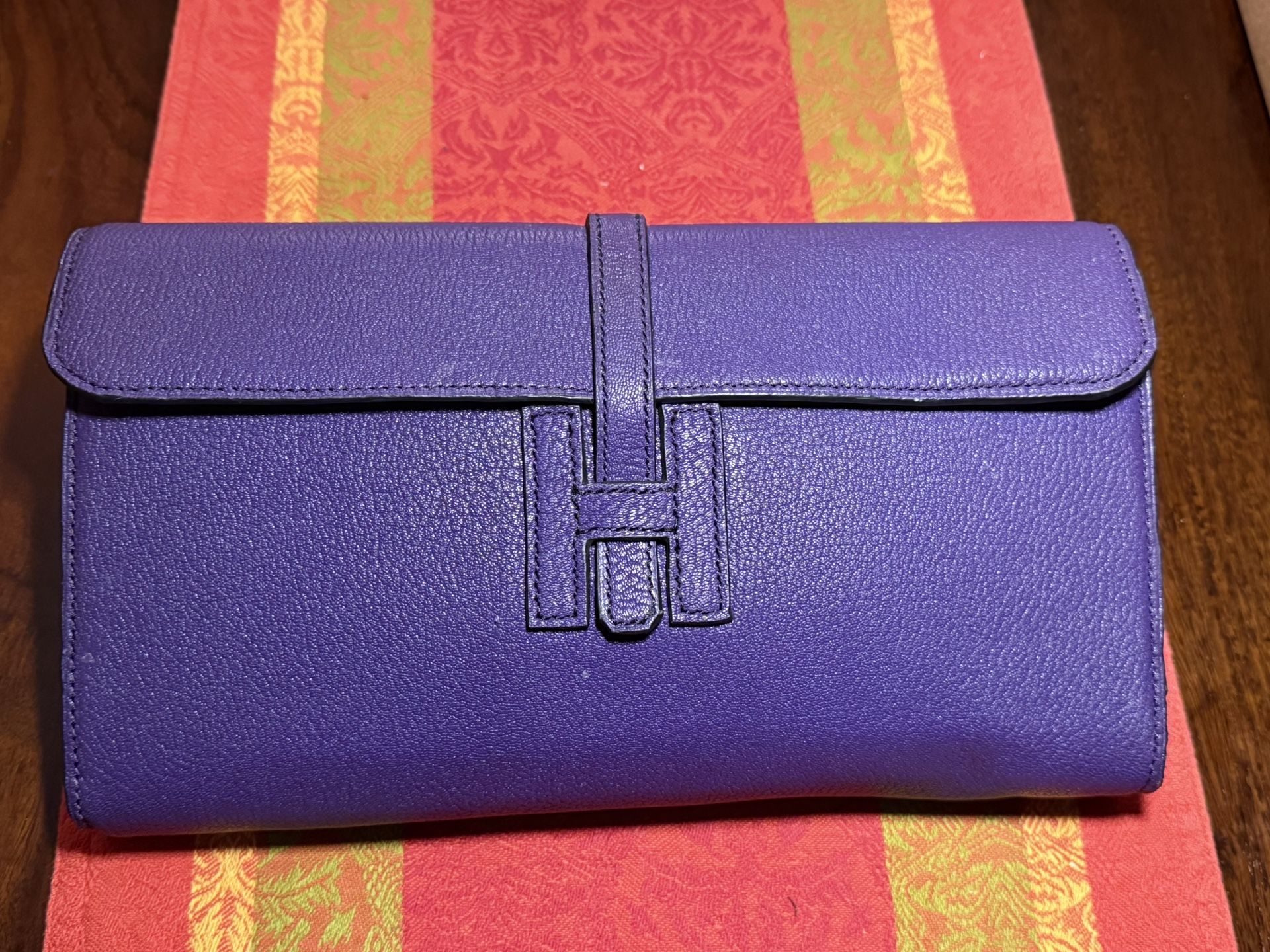 Handcrafted Purple Leather Pouch – $30