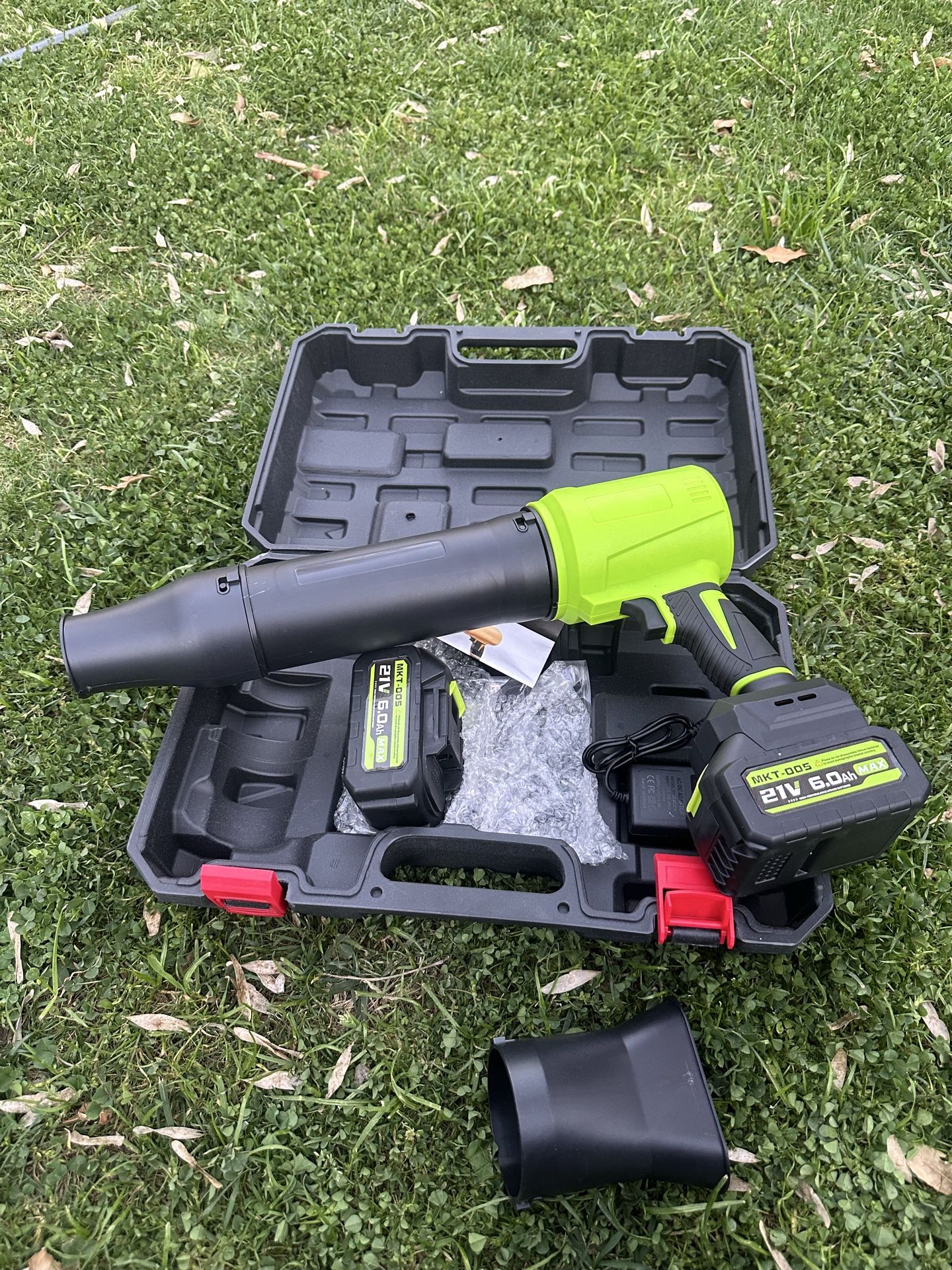 High RPM Cordless Leaf Blower - 21V Electric Handheld Leaf Blower with 2 Batteries & Fast Charger - Lightweight for Patio, Lawn, Yard, Deck Cleaning