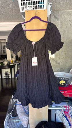 Textured woven ruching on bust mini black dress