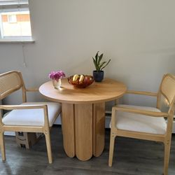 Wooden Table/Bamboo Chairs