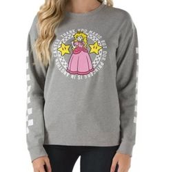 Vans x Nintendo Princess Peach Fleece Sweatshirt Grey Small Super Mario New