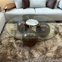 Abstract 16” Dia Dark Walnut Coffee Table