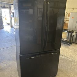 Vivid Black cabinet depth Ge French door with ice maker can deliver Measurements are 36-wide  69-1/4 tall  24 deep 