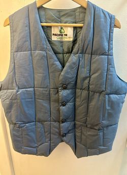 Vintage Pacific Trail 1970s Blue Puffer Quilted Vest Size L - Made in USA