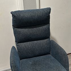 Dark Blue Lounge Chair with Foot Stool 