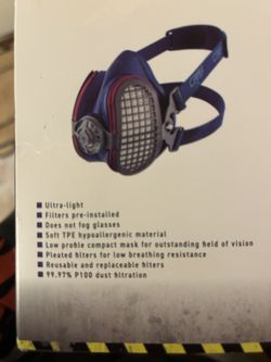 Mask Flame Resistant Shield + Reusable Half Mask with P100 Nuisance Odor Filters, M/L Size