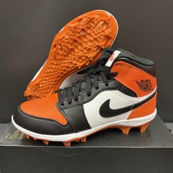 Nike Air Jordan 1 Mid TD Shattered Backboard Football Cleats FJ6805-801 Size 10