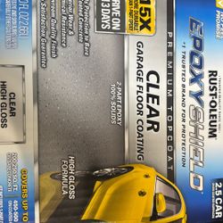 Epoxy Shield Clear Garage Floor Coating Clear High Gloss Formula 2.5 Car Over Coated Surfaces