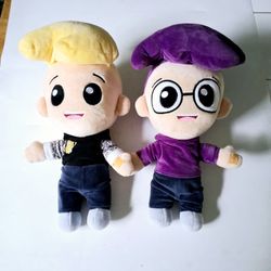 Lankybox talking adam and justin stuffed plush collectible doll lot of 2 