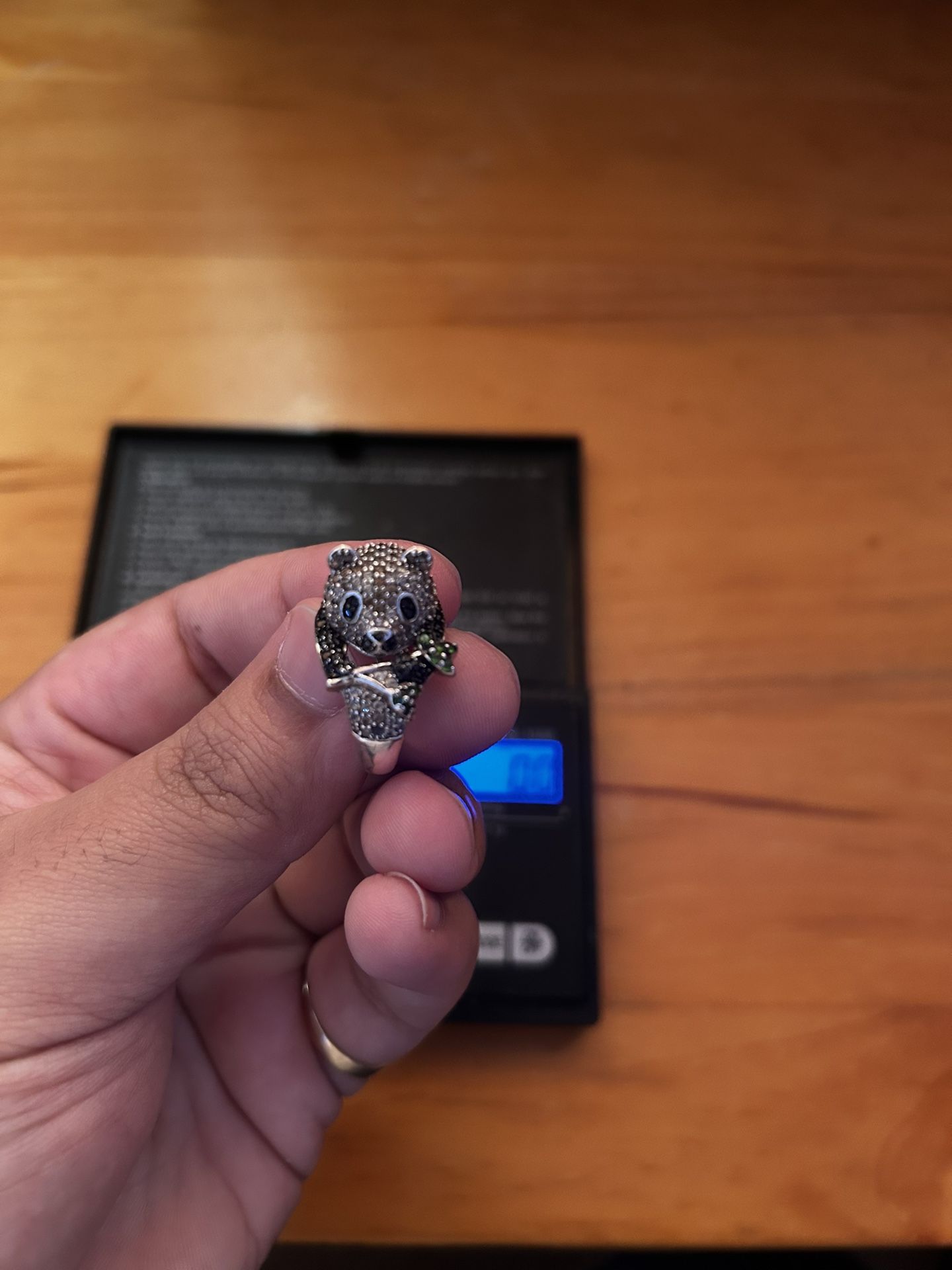 Real Silver Panda Ring