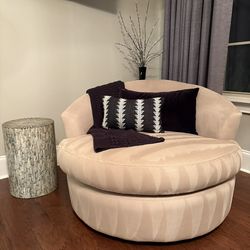 Swivel Round Microfiber Chair - Taupe Color