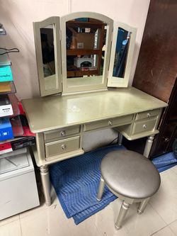 Vintage Dresser with Mirror & Stool