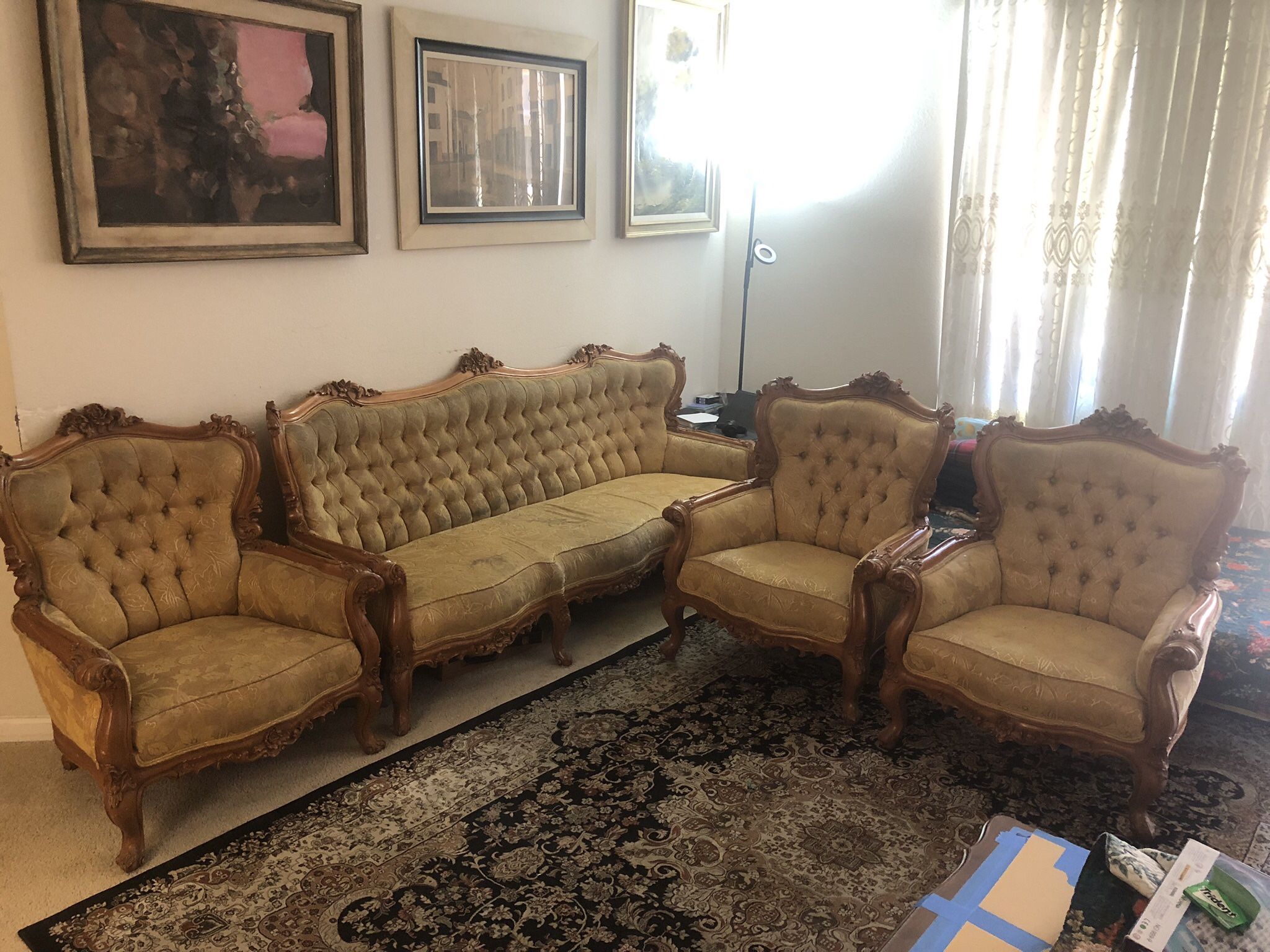 Vintage Solid Teak Wood Living Room Set.